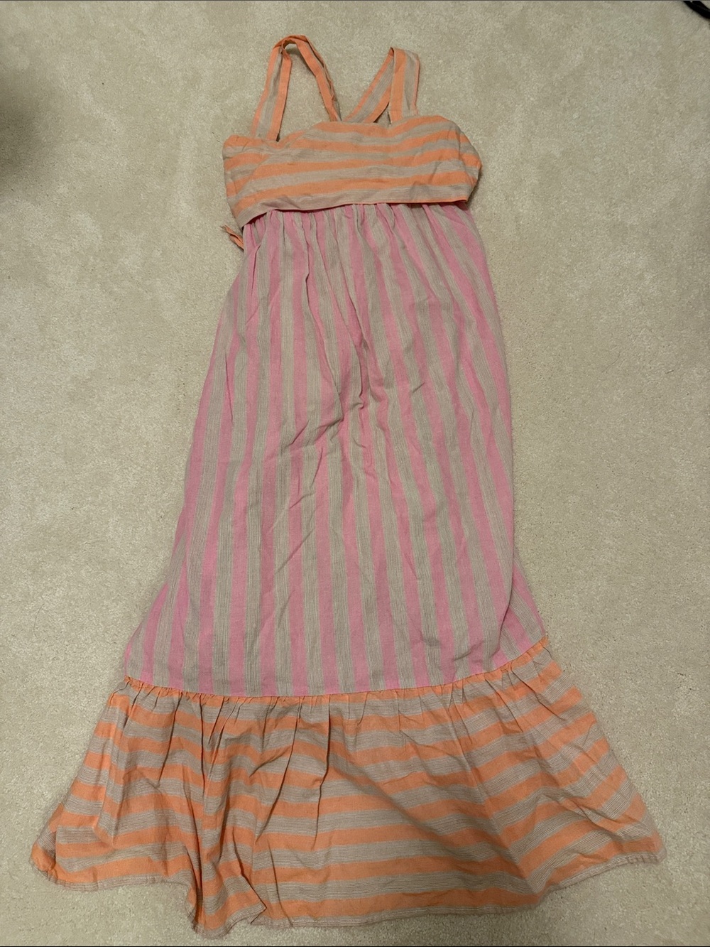 Pink and Peach Striped Maxi Dress